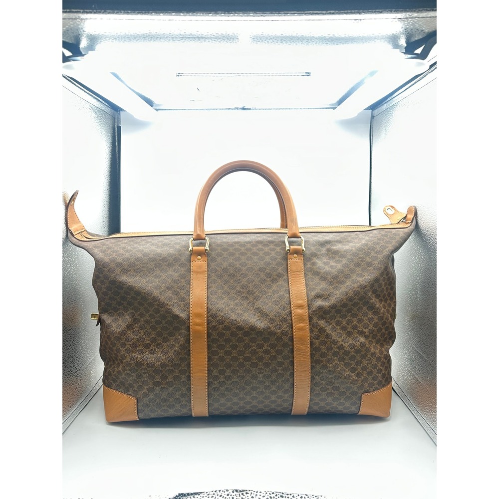 Vintage Celine Macadam Canvas Boston Bag XL Weekender Travel Duffle Carry-On - Picture 8 of 15